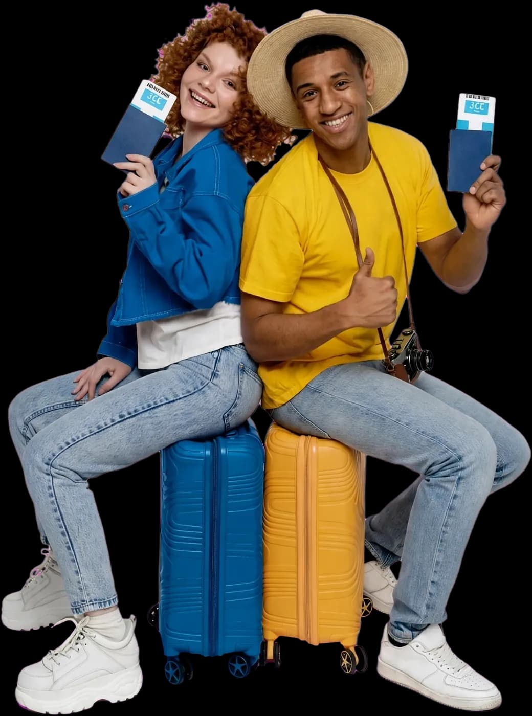 Illustration of travellers heading to the airport